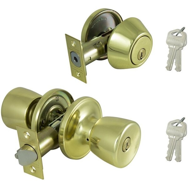Prosource Deadbolt and Entry Lockset, Turnbutton Lock, Knob Handle